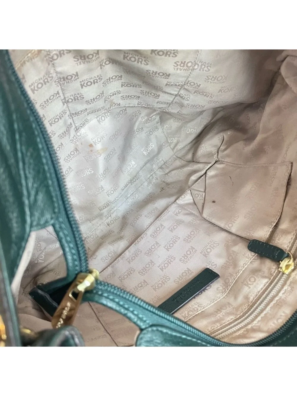 Michael Kors Green Leather Fulton Bedford Shoulder Bag Jet Set Selma